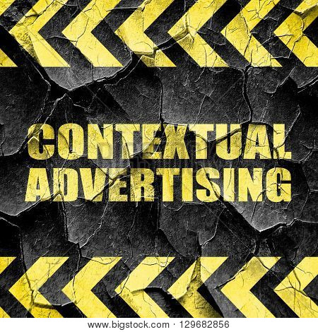 contextual advertising, black and yellow rough hazard stripes