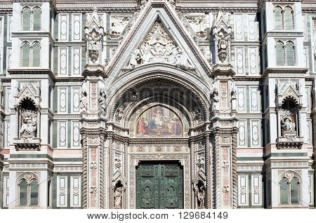FLORENCE, ITALY - JUNE 05: Main Portal of Cattedrale di Santa Maria del Fiore (Cathedral of Saint Mary of the Flower), Florence, Italy on June 05, 2015