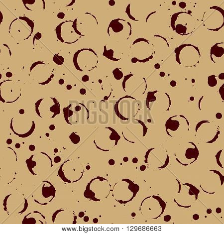 Abstract brown and beige monochrome ink circle seamless pattern