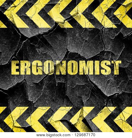 ergonomist, black and yellow rough hazard stripes