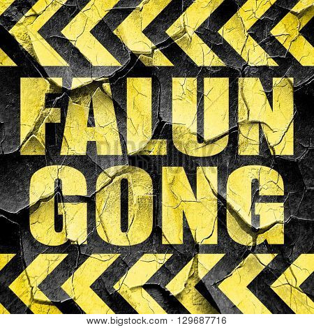 Falun gong, black and yellow rough hazard stripes