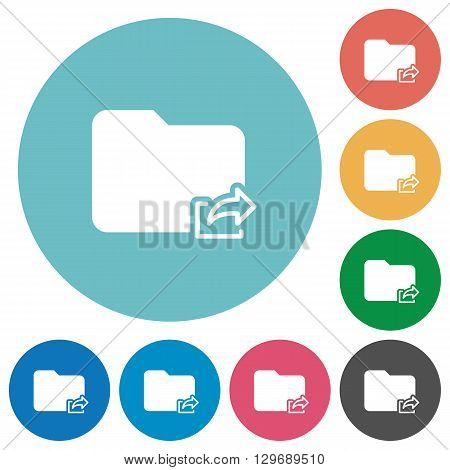 Flat export folder icon set on round color background.