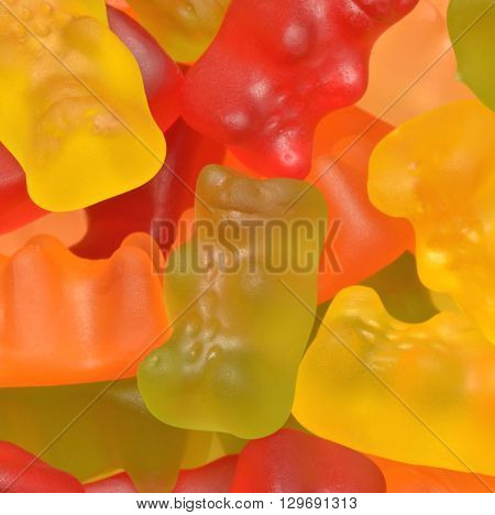 CIRCA MARCH 2016 - GDANSK: Closeup of colorful Haribo gummy bears. Haribo is German confectionery company founded in 1920. It is one of the biggest manufacturers of gummy and jelly sweets in the world
