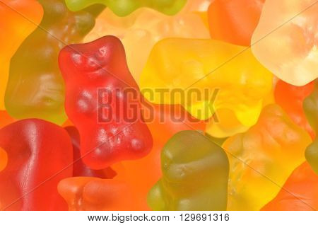 CIRCA MARCH 2016 - GDANSK: Closeup of colorful Haribo gummy bears. Haribo is German confectionery company founded in 1920. It is one of the biggest manufacturers of gummy and jelly sweets in the world