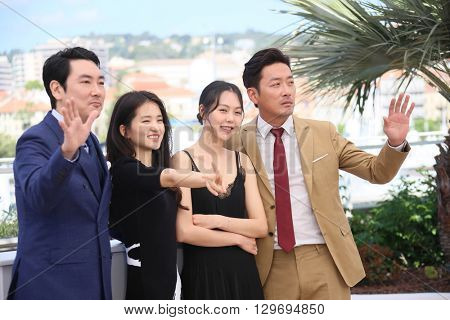 Actor Cho Jin-Woong, Ha Jung-Woo attends 'The Handmaiden (Mademoiselle)' photocall during the 69th annual Cannes Film Festival at the Palais des Festivals on May 14, 2016 in Cannes, France.