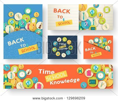 Back to school information pages set. Education template of flyear, magazines, posters, book cover, banner. Exam infographic concept background. Layout illustration template pages with typography