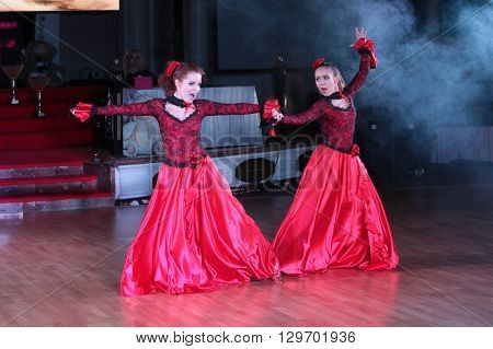 MOSCOW - MARCH 19: Unidentified teens age 10-18 compete at artistic dances at European Artistic Dace Championship, organized by World Dance Artistic Federation on March 19, 2016, in Moscow.