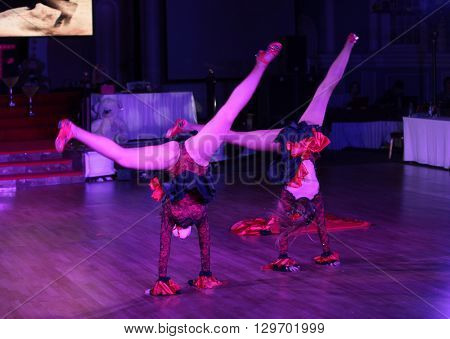 MOSCOW - MARCH 19: Unidentified teens age 10-18 compete at artistic dances at European Artistic Dace Championship, organized by World Dance Artistic Federation on March 19, 2016, in Moscow.