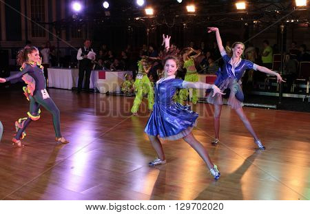 MOSCOW - MARCH 19: Unidentified teens age 10-18 compete at artistic dances at European Artistic Dace Championship, organized by World Dance Artistic Federation on March 19, 2016, in Moscow.