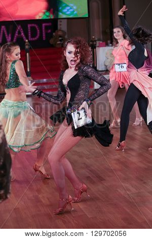 MOSCOW - MARCH 19: Unidentified teens age 12-18 compete at artistic dances at European Artistic Dace Championship, organized by World Dance Artistic Federation on March 19, 2016, in Moscow.