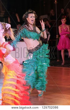 MOSCOW - MARCH 19: Unidentified teens age 12-18 compete at artistic dances at European Artistic Dace Championship, organized by World Dance Artistic Federation on March 19, 2016, in Moscow.