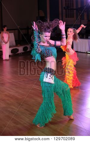 MOSCOW - MARCH 19: Unidentified teens age 12-18 compete at artistic dances at European Artistic Dace Championship, organized by World Dance Artistic Federation on March 19, 2016, in Moscow.