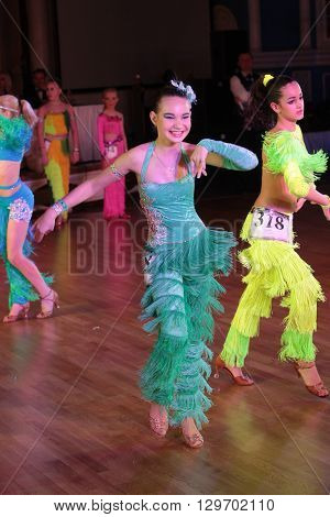 MOSCOW - MARCH 19: Unidentified teens age 12-18 compete at artistic dances at European Artistic Dace Championship, organized by World Dance Artistic Federation on March 19, 2016, in Moscow.