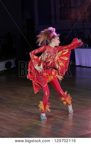 MOSCOW - MARCH 19: Unidentified teens age 12-18 compete at artistic dances at European Artistic Dace Championship, organized by World Dance Artistic Federation on March 19, 2016, in Moscow.