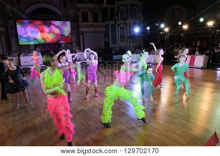MOSCOW - MARCH 19: Unidentified children age 8-18 compete at artistic dances at European Artistic Dace Championship, organized by World Dance Artistic Federation on March 19, 2016, in Moscow.