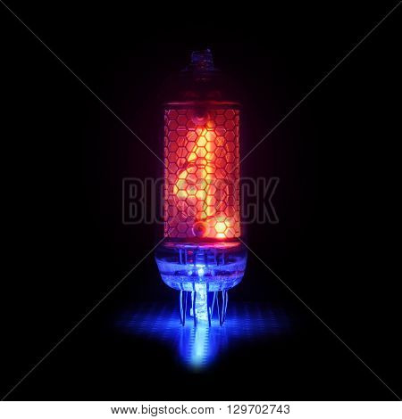 It is the authentic retro-style gas-discharge display.  Display has blue backlight.   Digit 4  and point