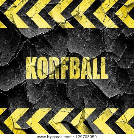 korfball sign background, black and yellow rough hazard stripes