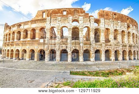The Colosseo, Colosseum, Flavian Amphitheatre, is the largest amphitheater in the world and one of the symbols of Italy. Symbol of Rome, located in historical center, a Unesco Heritage Site.