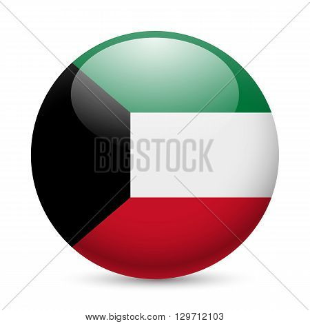 Flag of Kuwait as round glossy icon. Button with Kuwaiti flag
