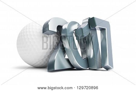 golf ball 2017 3D rendering on a white background