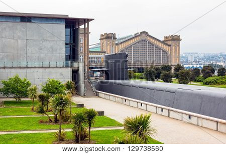 Cherbourg France - May 21 2012: Normandy La Cite De La Mer and the nuclear submarine 'Le Redoutable'