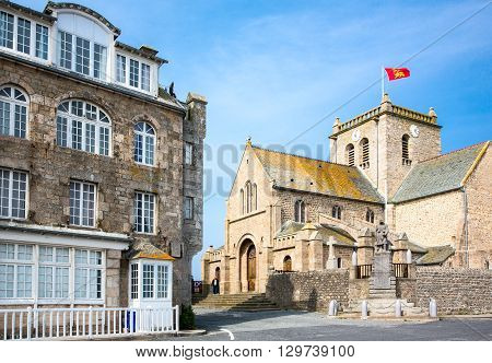 Barfleur France - May 21 2012: Normandy the church of the old village.