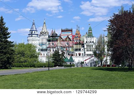 MOSCOW, RUSSIA - MAY 7, 2016: Izmailovskiy Kremlin in Moscow on a sunny day