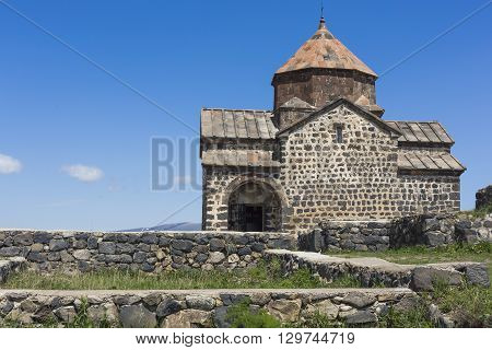 The 9th century Armenian monastery of Sevanavank at lake Sevan.