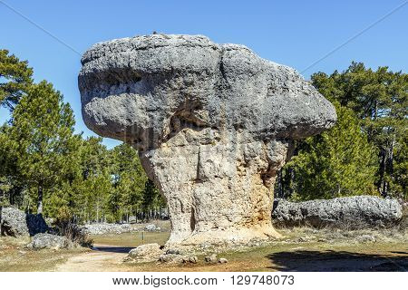 Image of Unique rock formations in enchanted city of Cuenca Castilla la Mancha Spain