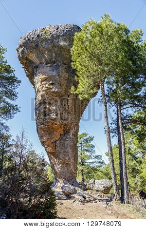 Image of Unique rock formations in enchanted city of Cuenca Castilla la Mancha Spain