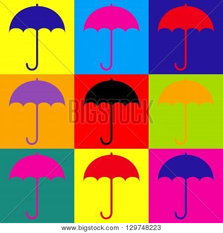 Umbrella sign icon. Rain protection symbol. Flat design style. Pop-art style colorful icons set.