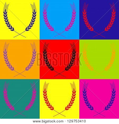 Wheat sign. Pop-art style colorful icons set.