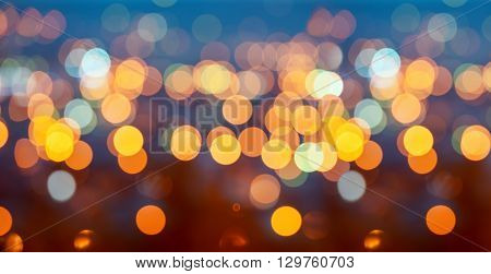 Festive abstract defocused light background for New Year's Day panorama