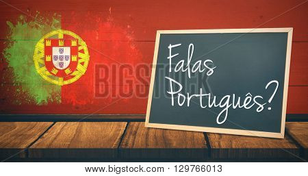 A sentence against portugal flag in grunge effect