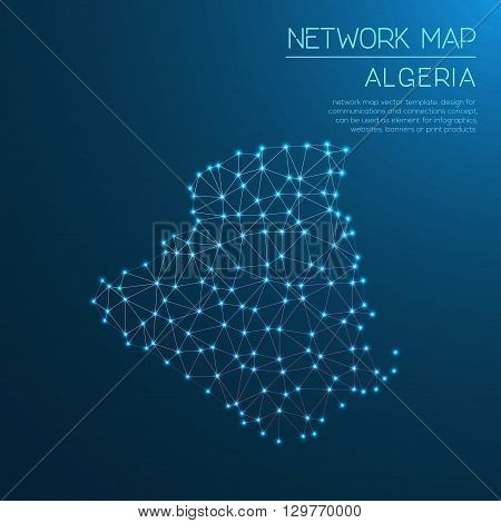 Algeria Network Map. Abstract Polygonal Map Design. Internet Connections Vector Illustration.