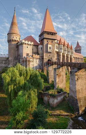 Corvin Castle in Hunedoara is built in Renaissance-Gothic, Romania