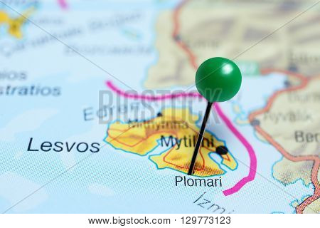 Plomari pinned on a map of Greece