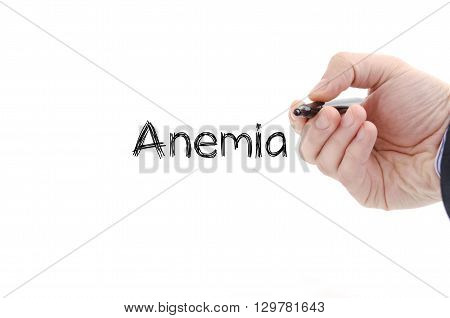 Anemia text concept isolated over white background