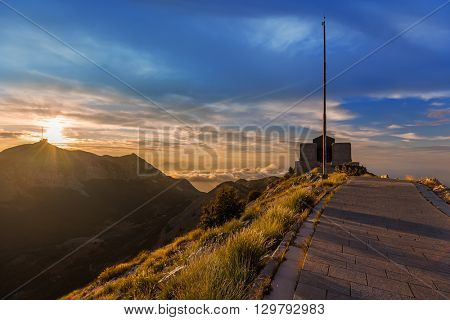Lovcen Mountains National park at sunset in Montenegro
