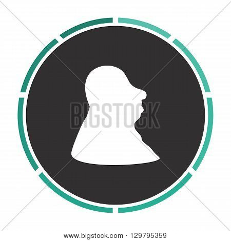 facial profile Simple flat white vector pictogram on black circle. Illustration icon