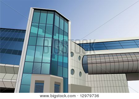 เวกเตอร์อาคารสะพานที่ทันสมัย