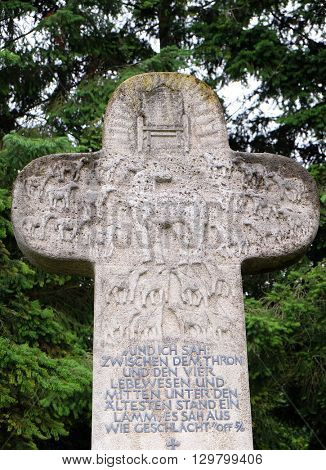 URSBERG, GERMANY - JUNE 09: Cross, cemetery in Ursberg, Germany on June 09, 2015