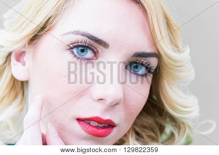 Lips with lipstick makeup for the face.