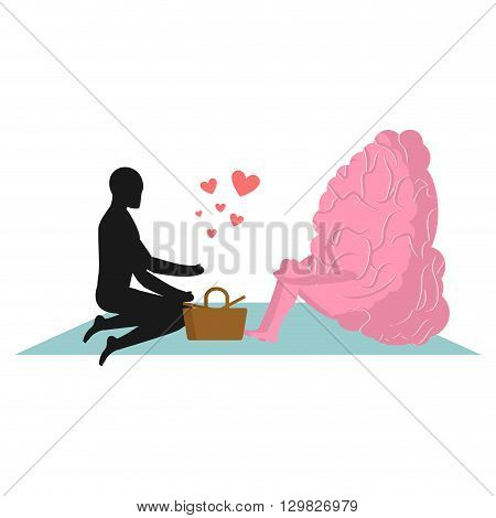 Brain At Picnic. Date In Park. Mind And Eople. Rural Jaunt Lovers. Meal In Nature. Plaid And Basket