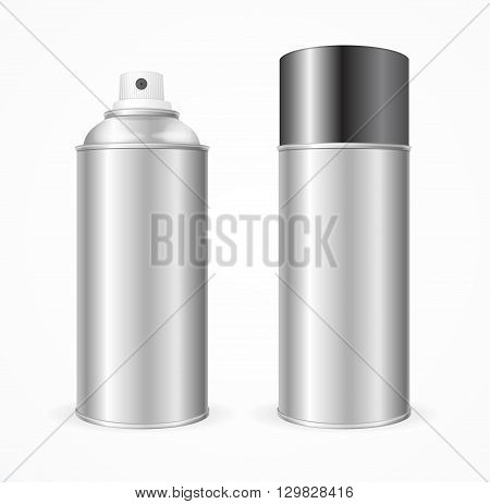 Aluminium Spray Can Template Blank. Mock Up  For Your Design. Vector illustration
