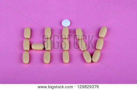 image of many hiv therapy efavirenz on pink background