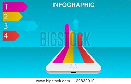 smartphone mobile infographic with blue background editorial