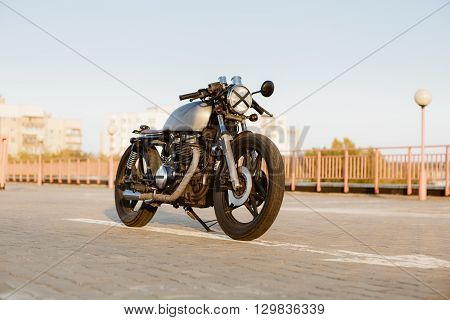 Silver Vintage Custom Motorcycle Cafe Racer
