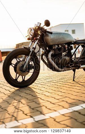 Silver Vintage Custom Motorcycle Caferacer