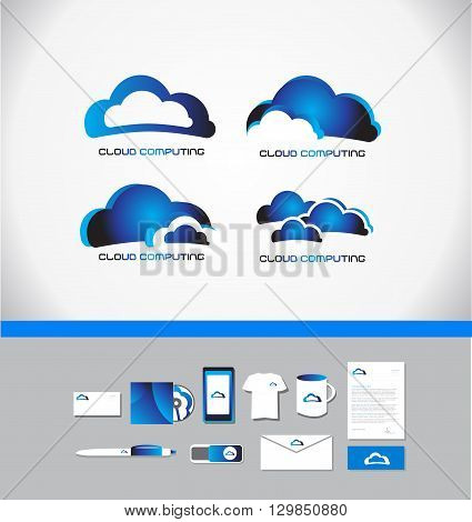 Vector company logo icon element template cloud computing storage hosting technology data